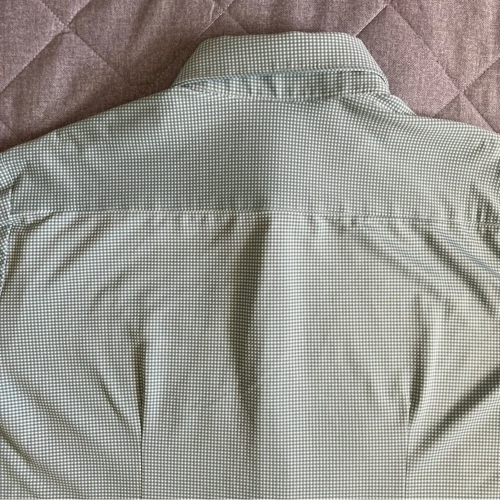 Mizzen + Main Long Sleeve Button Up Shirt Mens Large Trim Fit Green Nylon Poly - Picture 5 of 11